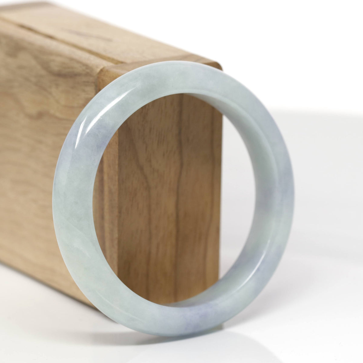 Baikalla Natural Light Blue-Green &amp; Lavender Jadeite Jade "Half Round" Bangle Bracelet (55.6mm) 