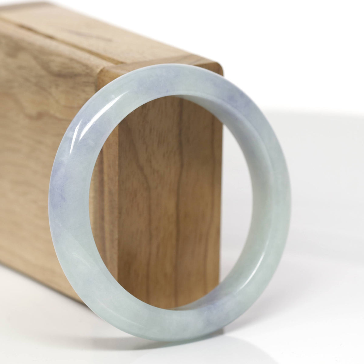 Baikalla Natural Light Blue-Green &amp; Lavender Jadeite Jade "Half Round" Bangle Bracelet (55.6mm) 