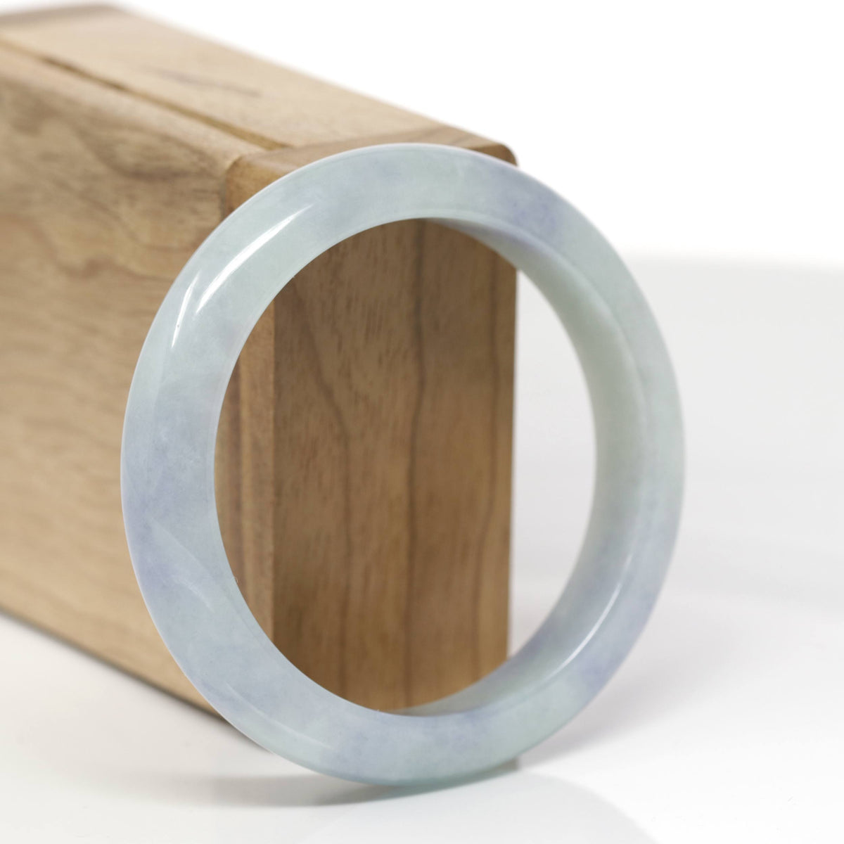 Baikalla Natural Light Blue-Green &amp; Lavender Jadeite Jade "Half Round" Bangle Bracelet (55.6mm) 