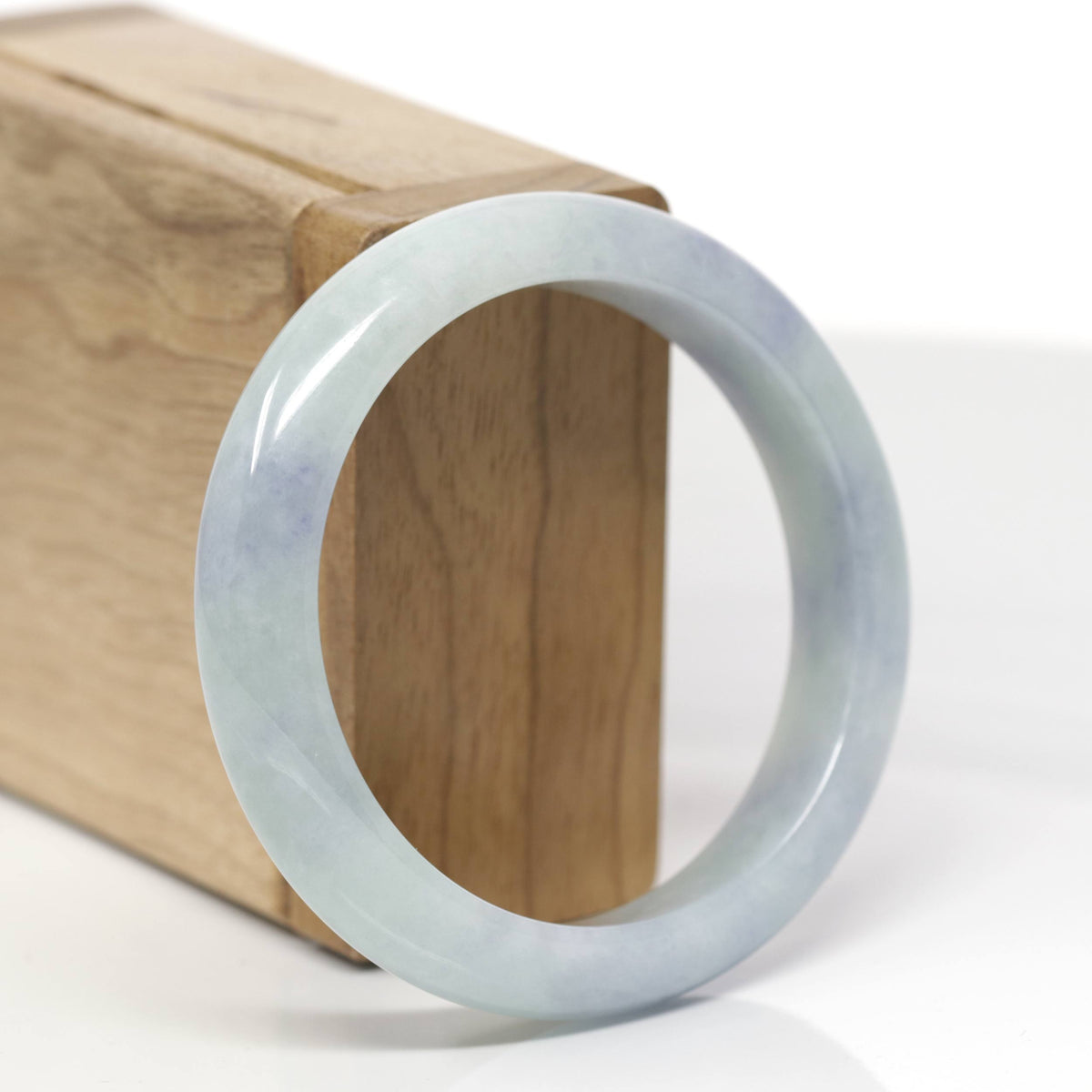 Baikalla Natural Light Blue-Green &amp; Lavender Jadeite Jade "Half Round" Bangle Bracelet (55.6mm) 