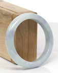 Baikalla Natural Light Blue-Green & Lavender Jadeite Jade "Half Round" Bangle Bracelet (55.6mm) 