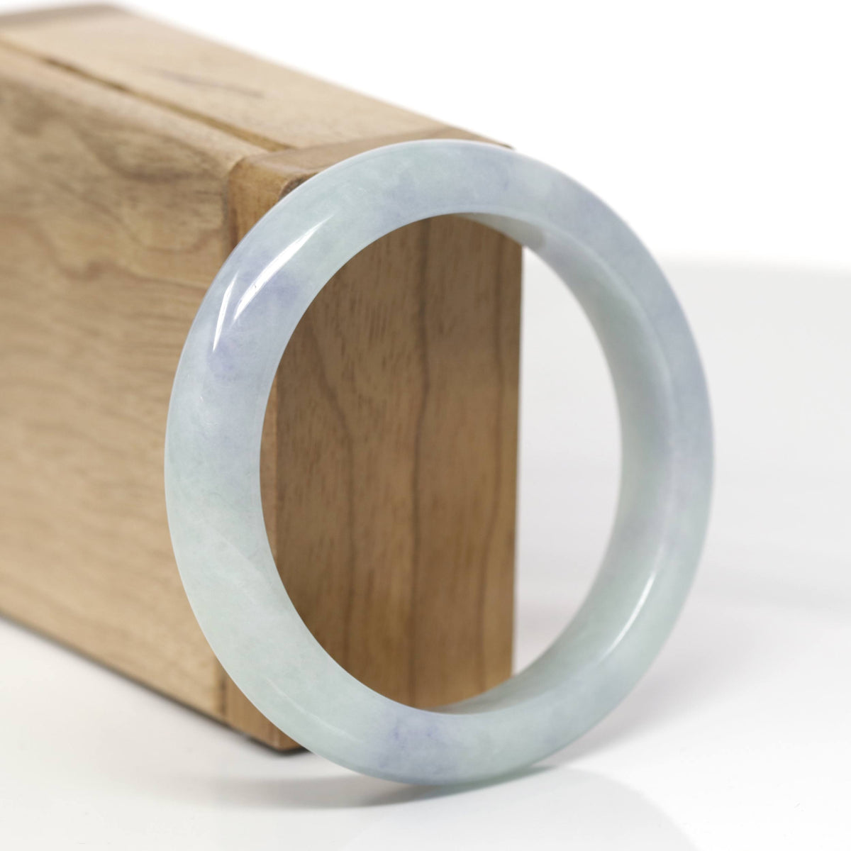Baikalla Natural Light Blue-Green &amp; Lavender Jadeite Jade "Half Round" Bangle Bracelet (55.6mm) 