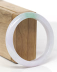 High-End Natural Icy Light Lavender & Apple-Green Patch Jadeite Jade "Half Round" Bangle Bracelet (56.6mm) 
