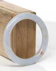 Baikalla Natural Icy Light Blue-Green W/ Sajin (Golden Dust) Jadeite Jade "Traditional Round" Bangle Bracelet (53.3mm) 