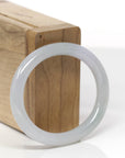 Baikalla Natural Light Green W/ Icy Lavender Jadeite Jade "Oval Traditional Round" Bangle Bracelet (54mm) 