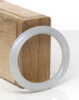Baikalla Natural Light Green W/ Icy Lavender Jadeite Jade "Oval Traditional Round" Bangle Bracelet (54mm) 
