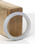 Baikalla Natural Light Lavender W/ Oil-Green Patch Jadeite Jade "Oval" Bangle Bracelet (54mm) 