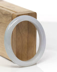 Baikalla Natural Light Lavender W/ Oil-Green Patch Jadeite Jade "Oval" Bangle Bracelet (54mm) 