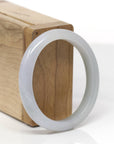 Baikalla Natural Light Lavender W/ Oil-Green Patch Jadeite Jade "Oval" Bangle Bracelet (54mm) 