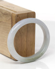 Baikalla Natural Light Lavender W/ Oil-Green Patch Jadeite Jade "Oval" Bangle Bracelet (54mm) 