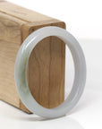 Baikalla Natural Light Lavender W/ Oil-Green Patch Jadeite Jade "Oval" Bangle Bracelet (54mm) 
