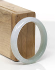 Baikalla Natural Icy Light Oil-Green Jadeite Jade "Oval" Bangle Bracelet (51.6mm) 