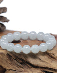 Baikalla Natural Icy Jadeite Jade Round Bead Bracelet (12.5mm)