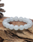 Baikalla Natural Icy Jadeite Jade Round Bead Bracelet (12.5mm)
