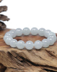 Baikalla Natural Icy Jadeite Jade Round Bead Bracelet (12.5mm)