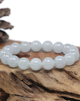Baikalla Natural Icy Jadeite Jade Round Bead Bracelet (12.5mm)