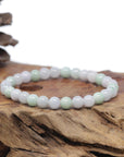 Baikalla Natural Light Lavender & Green Jadeite Jade Round Bead Bracelet (7.7mm)