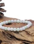 Baikalla Natural Light Lavender & Green Jadeite Jade Round Bead Bracelet (7.7mm)