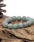 Baikalla Natural Oil-Green Jadeite Jade Round Bead Bracelet (12.7mm)