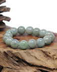 Baikalla Natural Oil-Green Jadeite Jade Round Bead Bracelet (12.7mm)