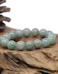 Baikalla Natural Oil-Green Jadeite Jade Round Bead Bracelet (12.7mm)