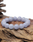 Baikalla Natural Light Lavender Jadeite Jade Round Bead Bracelet (12.4mm)
