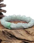 Baikalla Natural Light Apple-Green Jadeite Jade "Dragon" Bead Bracelet