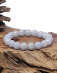 Baikalla Natural Light Lavender Jadeite Jade Round Bead Bracelet (10.2mm)
