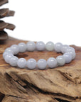 Baikalla Natural Light Lavender Jadeite Jade Round Bead Bracelet (10.2mm)