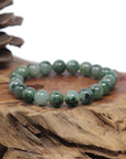 Baikalla Natural Forest-Green Jadeite Jade Round Bead Bracelet (10mm)