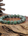 Baikalla Natural Forest-Green Jadeite Jade Round Bead Bracelet (10mm)