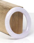 High-End Natural Icy Light Pink-Lavender "Traditional Round" Jadeite Jade Bangle Bracelet (51.9mm) 