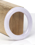 High-End Natural Icy Light Pink-Lavender "Traditional Round" Jadeite Jade Bangle Bracelet (51.9mm) 