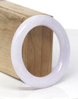 High-End Natural Icy Light Pink-Lavender "Traditional Round" Jadeite Jade Bangle Bracelet (51.9mm) 