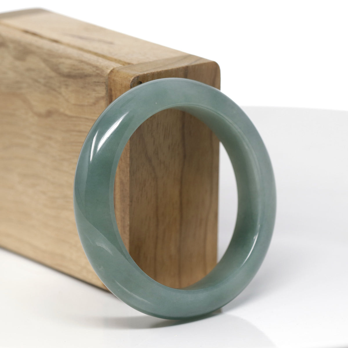 Baikalla Natural Oil-Green Jadeite Jade "Half Round" Bangle Bracelet (50.8mm) 