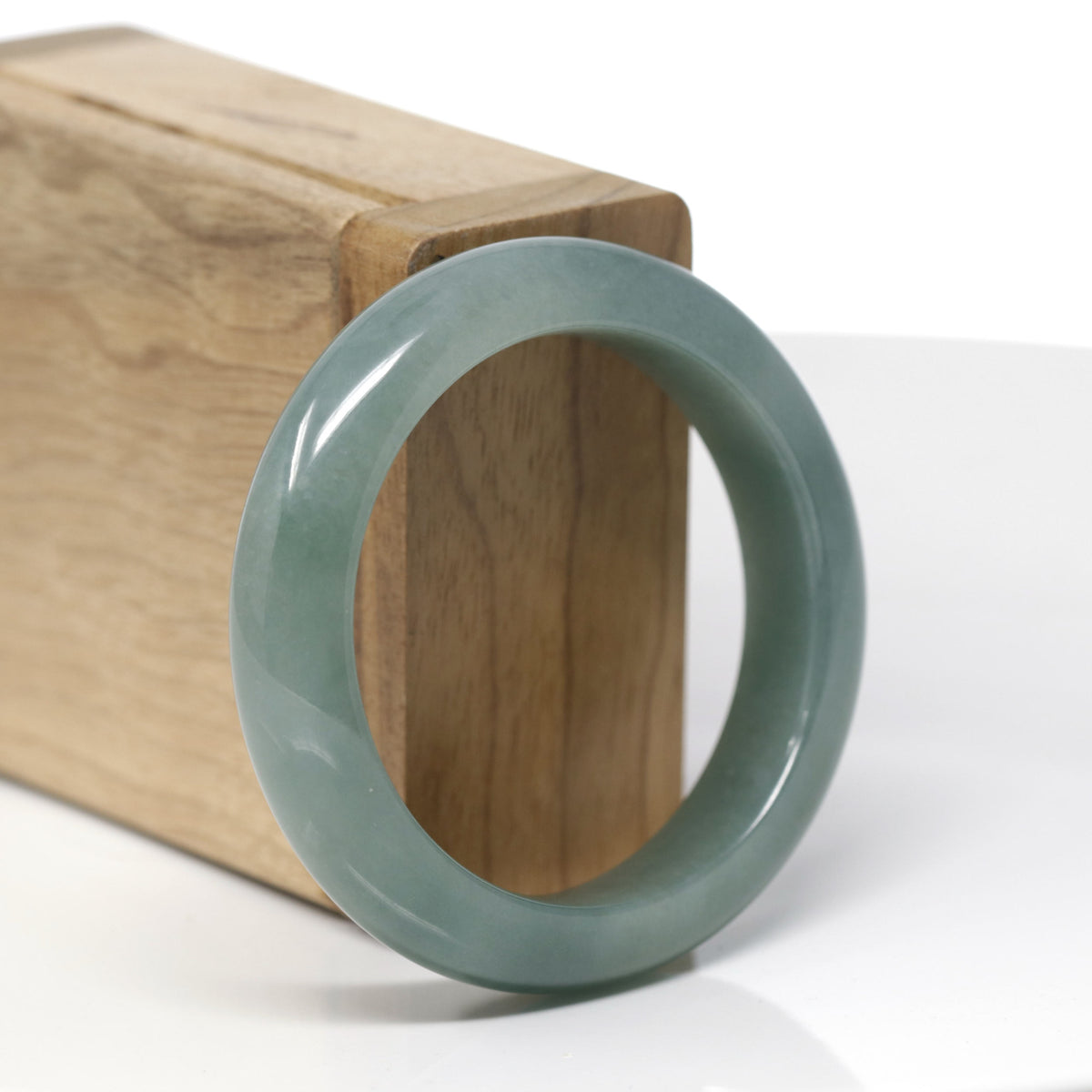 Baikalla Natural Oil-Green Jadeite Jade "Half Round" Bangle Bracelet (50.8mm) 