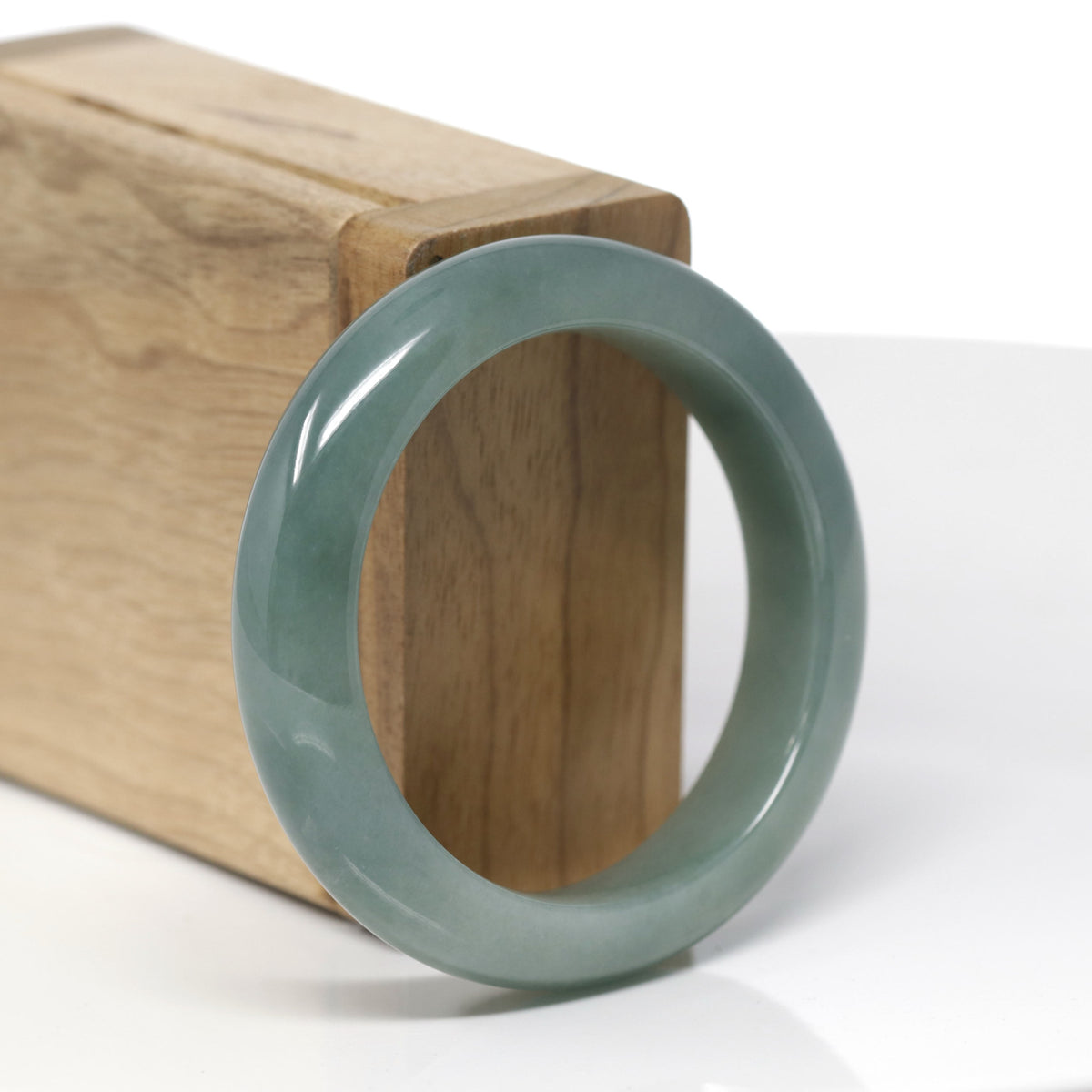 Baikalla Natural Oil-Green Jadeite Jade "Half Round" Bangle Bracelet (50.8mm) 