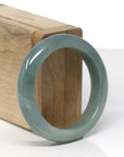 Baikalla Natural Oil-Green Jadeite Jade "Half Round" Bangle Bracelet (50.8mm) 
