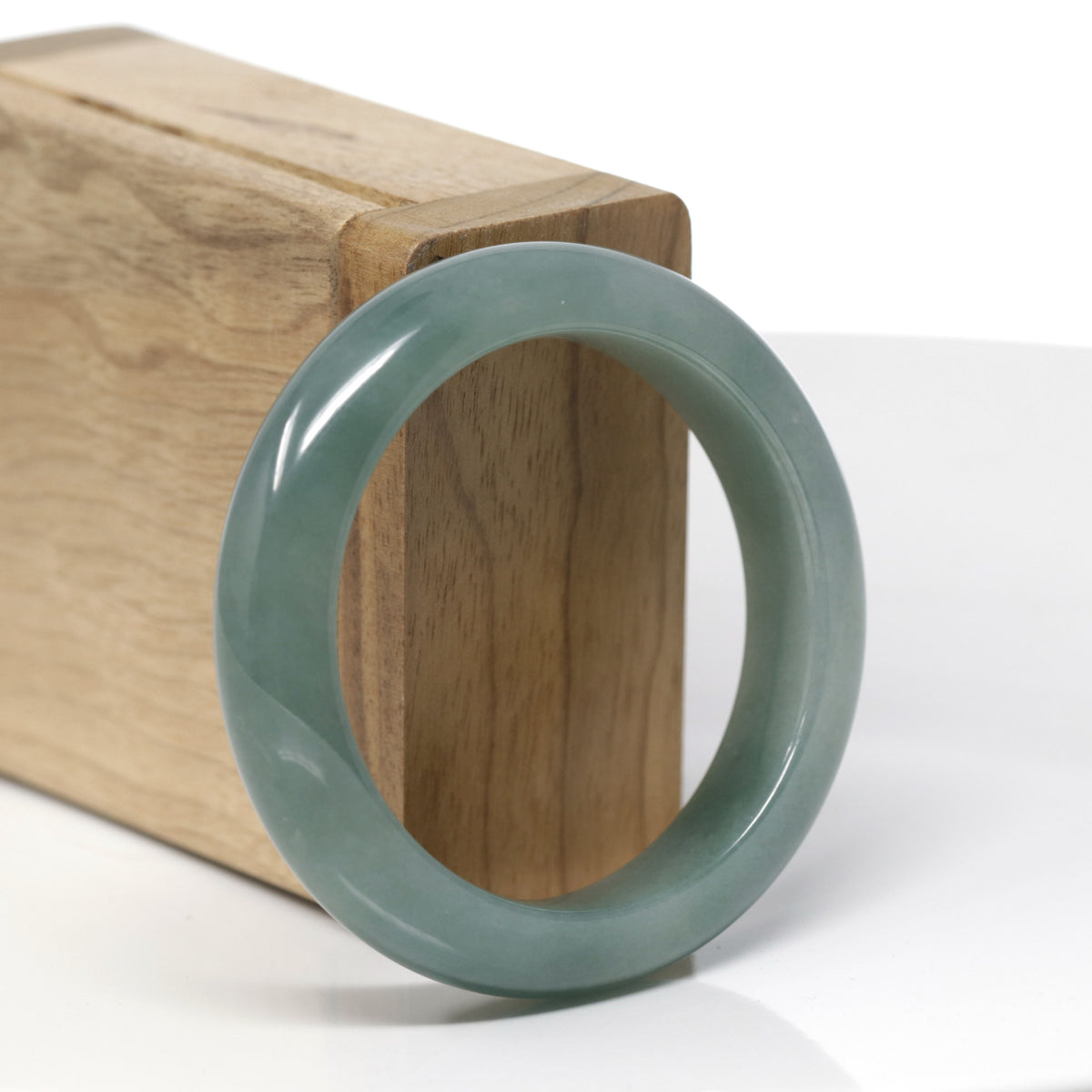 Baikalla Natural Oil-Green Jadeite Jade "Half Round" Bangle Bracelet (50.8mm) 