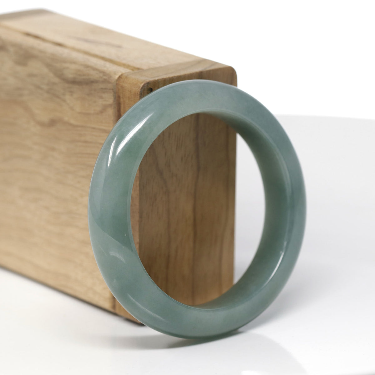 Baikalla Natural Oil-Green Jadeite Jade "Half Round" Bangle Bracelet (50.8mm) 