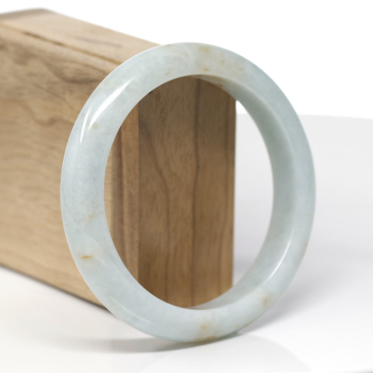 Baikalla Natural Light Green &amp; Orange Sajin Jadeite Jade "Half Round" Bangle Bracelet (61.6mm) 