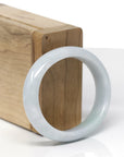 Baikalla Natural Light Green & Lavender Jadeite Jade "Oval Half Round" Bangle Bracelet (53.4mm) 