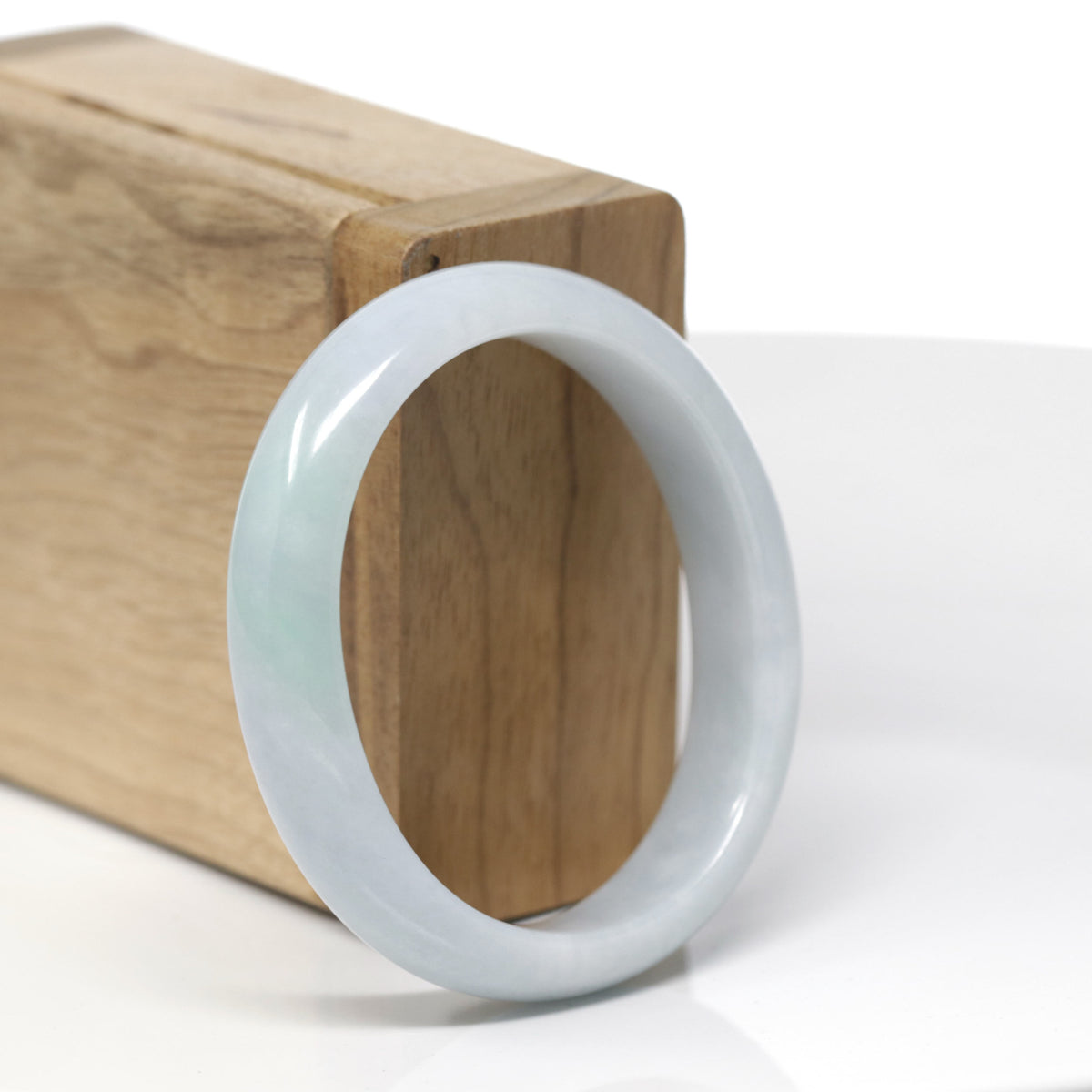 Baikalla Natural Light Green &amp; Lavender Jadeite Jade "Oval Half Round" Bangle Bracelet (53.4mm) 
