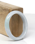 Baikalla Natural Light Green & Lavender Jadeite Jade "Oval Half Round" Bangle Bracelet (53.4mm) 