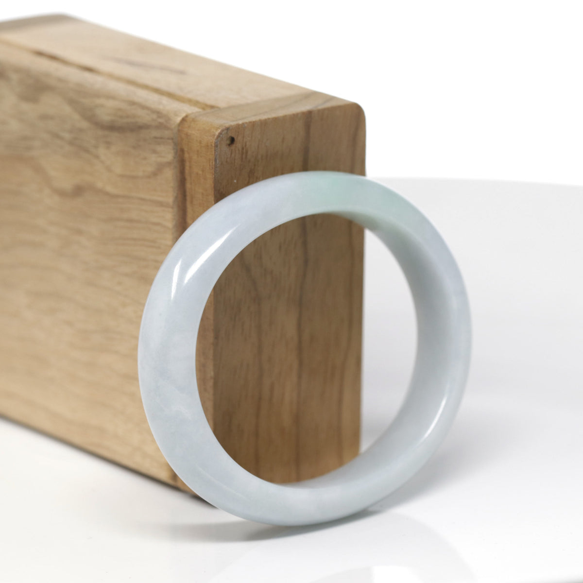 Baikalla Natural Light Green &amp; Lavender Jadeite Jade "Oval Half Round" Bangle Bracelet (53.4mm) 