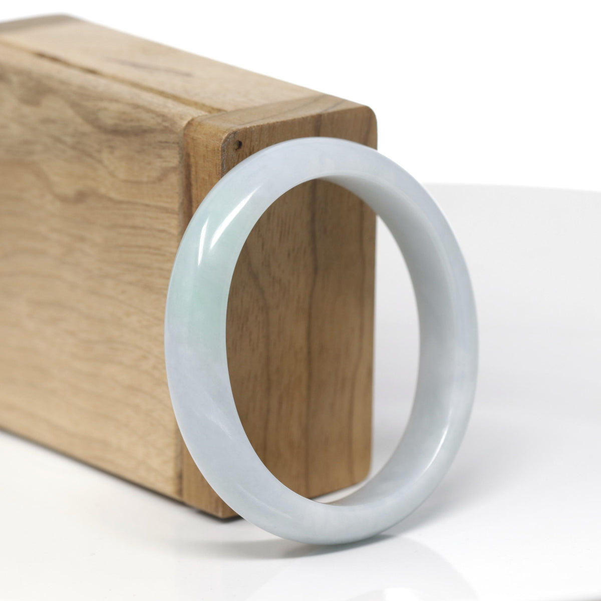 Baikalla Natural Light Green &amp; Lavender Jadeite Jade "Oval Half Round" Bangle Bracelet (53.4mm) 