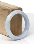 Baikalla Natural Light Blue Lavender Jadeite Jade "Half Round" Bangle Bracelet (50.8mm) 