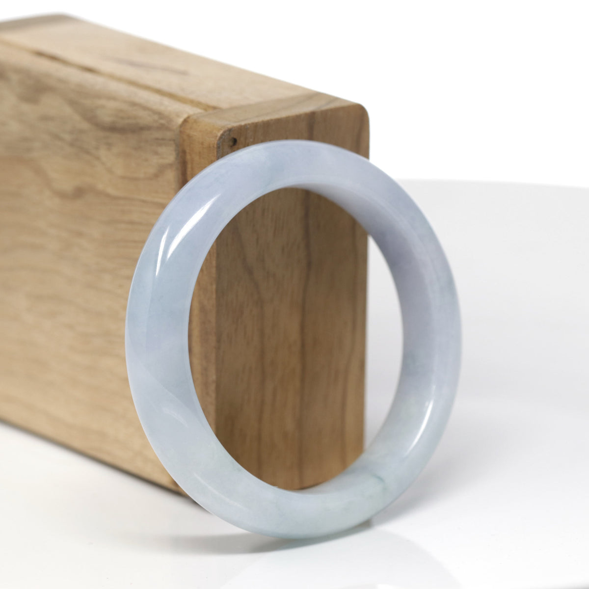 Baikalla Natural Light Blue Lavender Jadeite Jade "Half Round" Bangle Bracelet (50.8mm) 