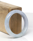 Baikalla Natural Light Blue Lavender Jadeite Jade "Half Round" Bangle Bracelet (50.8mm) 