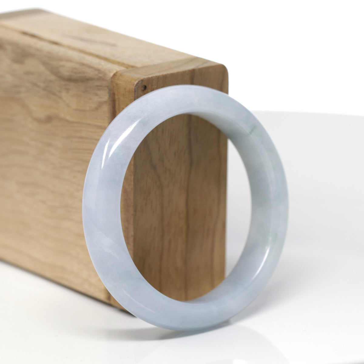 Baikalla Natural Light Blue Lavender Jadeite Jade "Half Round" Bangle Bracelet (50.8mm) 